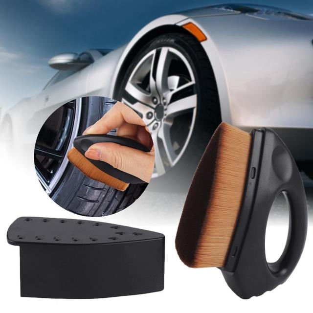 Tire Shine Brush Microfiber Bristles Easy Grip Handle Cleaning